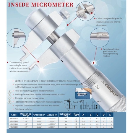 H & H Industrial Products Dasqua 2-3" Inside Micrometer 4912-5115
